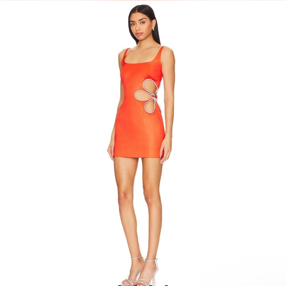 Orange Mini Dress with Floral Detail